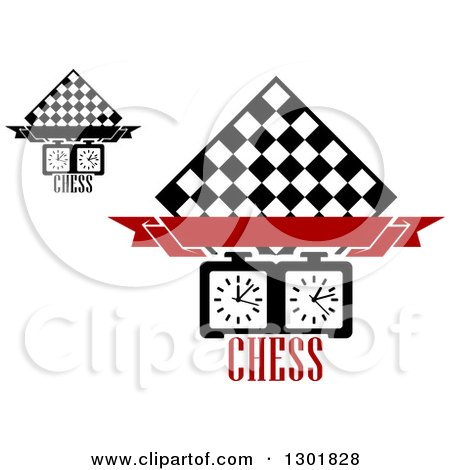 Clipart of Chess Board Diamonds, Blank Banners, Timers and Text - Royalty Free Vector Illustration by Vector Tradition SM
