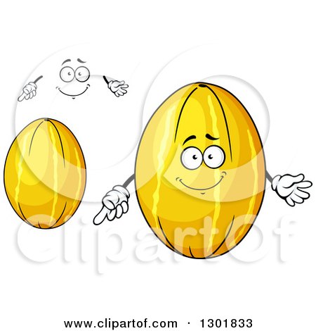 Clipart of a Cartoon Face, Hands and Canary Melons - Royalty Free Vector Illustration by Vector Tradition SM