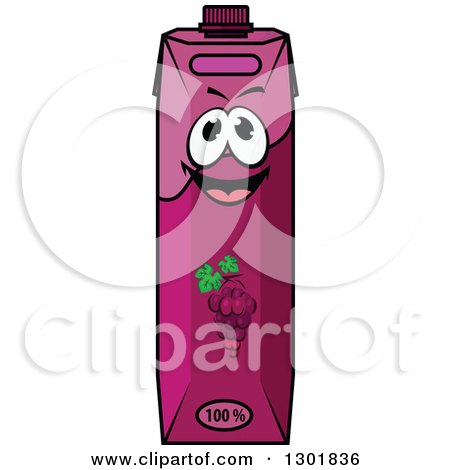 Clipart of a Happy Grape Juice Carton Character - Royalty Free Vector Illustration by Vector Tradition SM