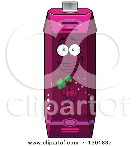 Clipart of a Happy Grape Juice Carton Character 2 - Royalty Free Vector Illustration by Vector Tradition SM