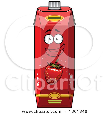 Clipart of a Smiling Strawberry Juice Carton Character - Royalty Free Vector Illustration by Vector Tradition SM
