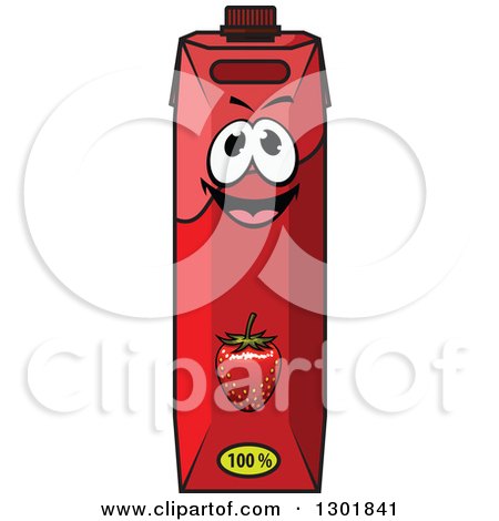 Clipart of a Smiling Strawberry Juice Carton Character 2 - Royalty Free Vector Illustration by Vector Tradition SM