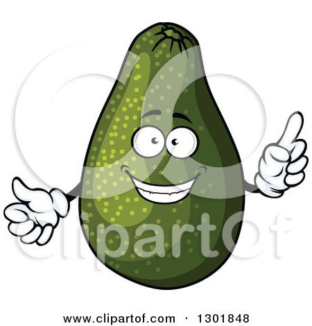 Clipart of a Happy Avocado Character Holding up a Finger - Royalty Free Vector Illustration by Vector Tradition SM