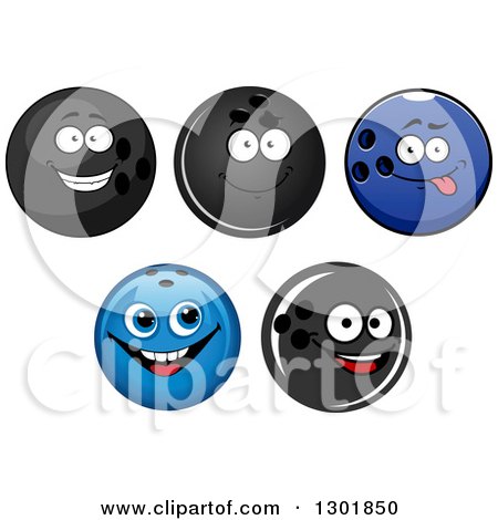 Clipart of Cartoon Bowling Ball Characters - Royalty Free Vector Illustration by Vector Tradition SM