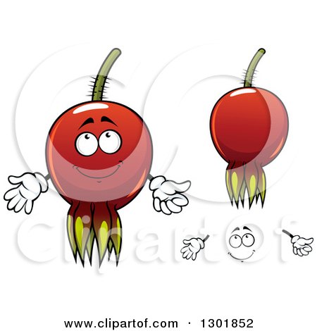 Clipart of a Cartoon Face, Hands, and Briar Fruit Rose Hips - Royalty Free Vector Illustration by Vector Tradition SM