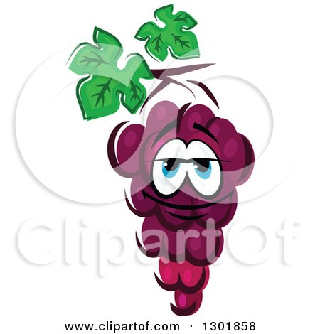 Clipart of a Bunch of Purple Grapes Character - Royalty Free Vector Illustration by Vector Tradition SM