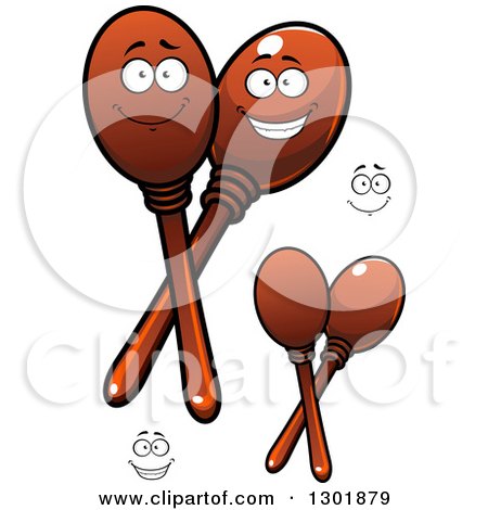 Clipart of Happy Faces and Cartoon Maracas - Royalty Free Vector Illustration by Vector Tradition SM