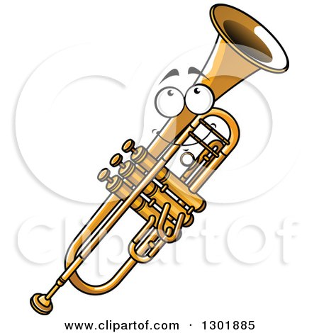 Clipart of a Cartoon Happy Trumpet Character - Royalty Free Vector Illustration by Vector Tradition SM