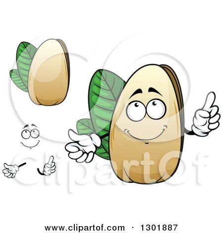 Clipart of a Cartoon Face, Hands and Pistachio Nuts - Royalty Free Vector Illustration by Vector Tradition SM
