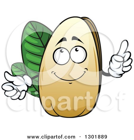 Clipart of a Cartoon Pistachio Nut Character Pointing and Looking up - Royalty Free Vector Illustration by Vector Tradition SM