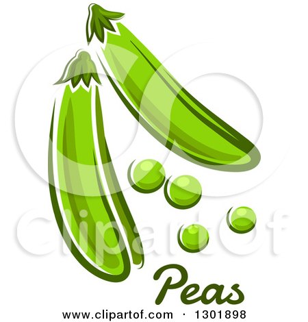 Clipart of Cartoon Peas and Pods over Text - Royalty Free Vector Illustration by Vector Tradition SM