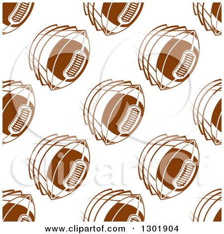 Clipart of a Background Pattern of Seamless Brown Flying Footballs on White - Royalty Free Vector Illustration by Vector Tradition SM