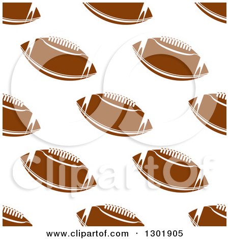 Clipart of a Background Pattern of Seamless Brown and White American Footballs - Royalty Free Vector Illustration by Vector Tradition SM