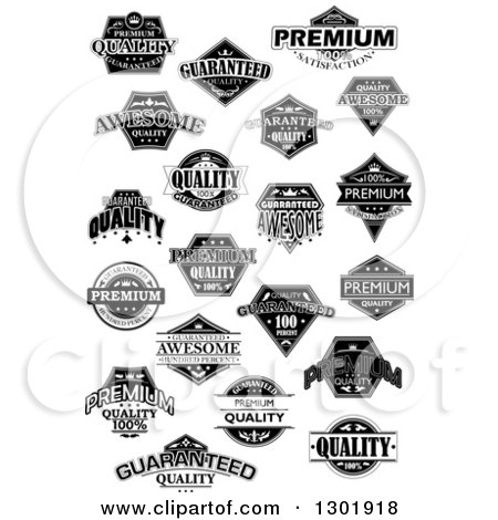 Clipart of Black and White Quality Labels - Royalty Free Vector Illustration by Vector Tradition SM