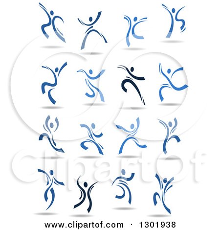 Clipart of Blue and Black Ribbon People Dancing 2 - Royalty Free Vector Illustration by Vector Tradition SM