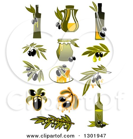 Clipart of Olive and Oil Designs 2 - Royalty Free Vector Illustration by Vector Tradition SM