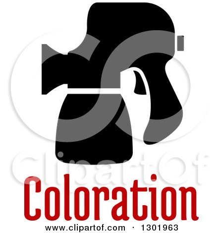 Clipart of a Black Silhouetted Spray Gun with Text - Royalty Free Vector Illustration by Vector Tradition SM