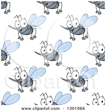 Clipart of a Seamless Pattern Background of Cartoon Mosquitoes - Royalty Free Vector Illustration by Vector Tradition SM