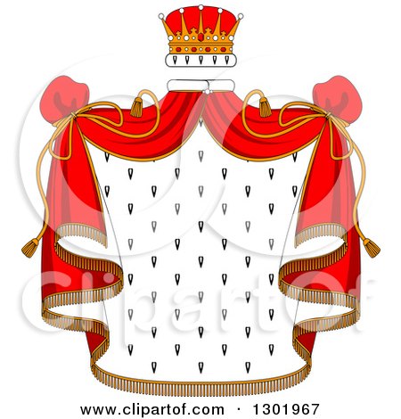 Clipart of a Crown and Royal Mantle with Red Drapes - Royalty Free Vector Illustration by Vector Tradition SM