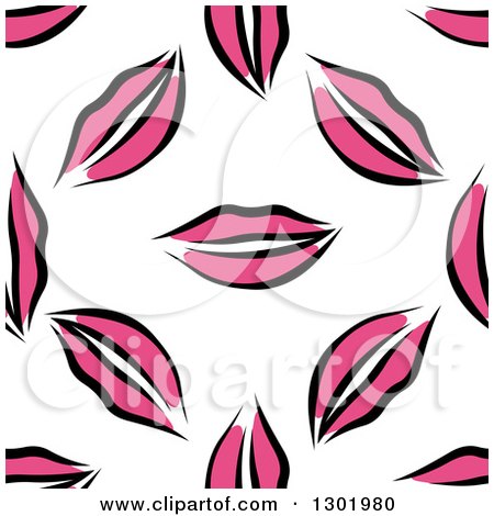 Clipart of a Seamless Pattern Background of Pink Lips - Royalty Free Vector Illustration by Vector Tradition SM