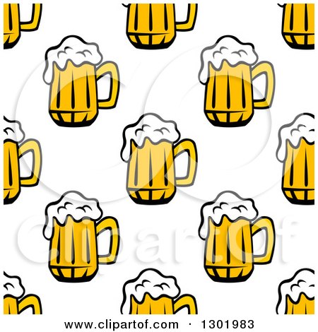 Clipart of a Seamless Background Pattern of Beer Mugs 2 - Royalty Free Vector Illustration by Vector Tradition SM