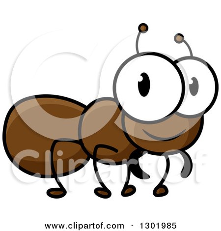 Clipart of a Cartoon Happy Brown Ant - Royalty Free Vector Illustration by Vector Tradition SM