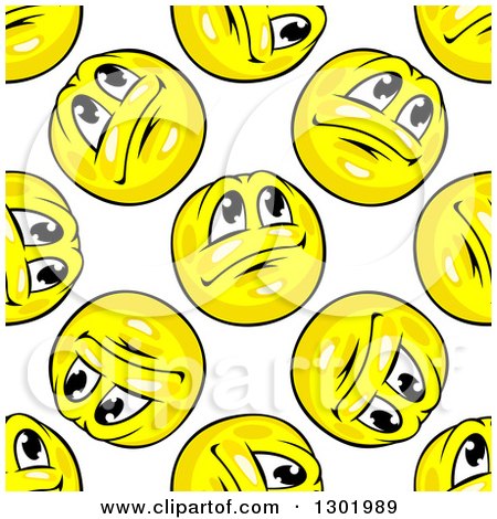 Clipart of a Seamless Pattern Background of Hopeful Yellow Emoticon Smileys - Royalty Free Vector Illustration by Vector Tradition SM