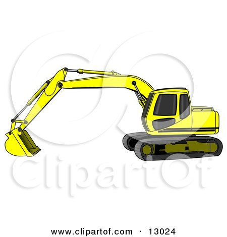 Bright Yellow Trackhoe Excavator Clipart Illustration by djart