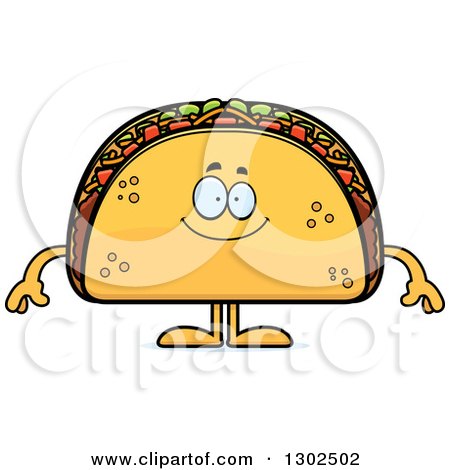 Clipart of a Cartoon Happy Taco Food Mascot Character Smiling - Royalty Free Vector Illustration by Cory Thoman