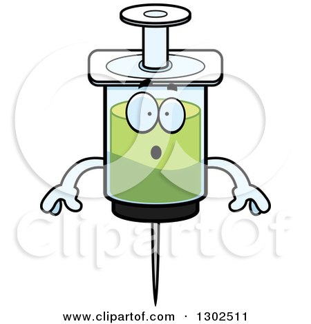Clipart of a Cartoon Surprised Vaccine Syringe Character Gasping - Royalty Free Vector Illustration by Cory Thoman