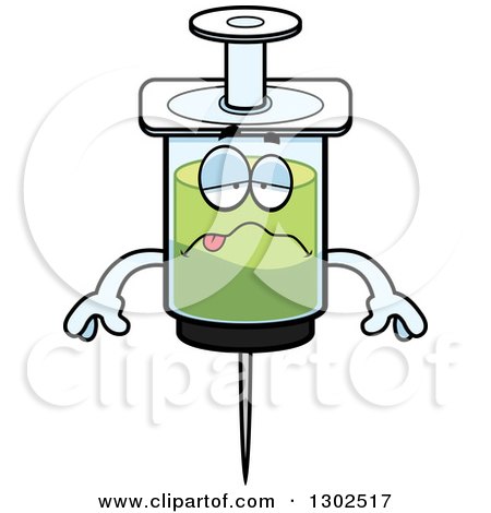 Clipart of a Cartoon Sick Vaccine Syringe Character - Royalty Free Vector Illustration by Cory Thoman