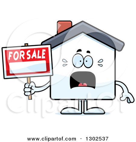 Clipart of a Cartoon Scared for Sale House Screaming - Royalty Free Vector Illustration by Cory Thoman