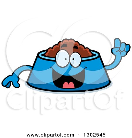 Clipart of a Cartoon Smart Pet Food Bowl Dish Character with an Idea - Royalty Free Vector Illustration by Cory Thoman