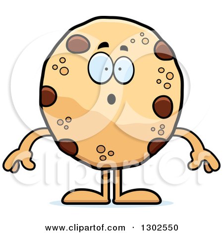 Clipart of a Cartoon Surprised Chocolate Chip Cookie Character Gasping - Royalty Free Vector Illustration by Cory Thoman