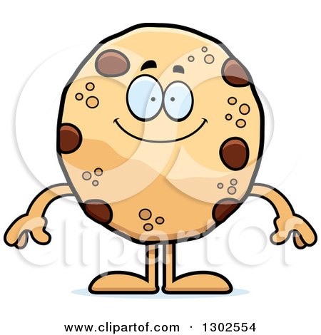 Clipart of a Cartoon Happy Chocolate Chip Cookie Character Smiling - Royalty Free Vector Illustration by Cory Thoman