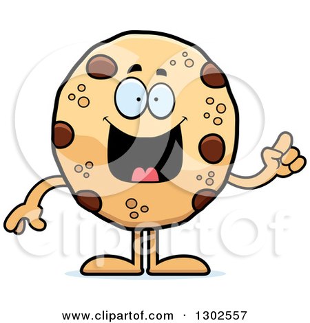 Clipart of a Cartoon Smart Chocolate Chip Cookie Character with an Idea - Royalty Free Vector Illustration by Cory Thoman
