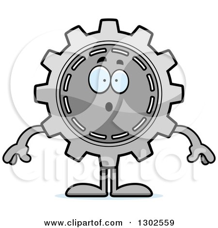 Clipart of a Cartoon Surprised Gear Cog Wheel Character Gasping - Royalty Free Vector Illustration by Cory Thoman