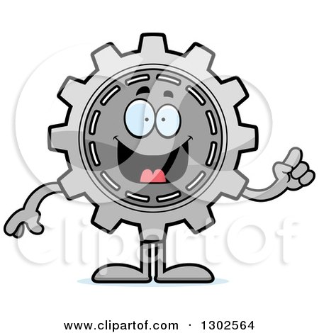 Clipart of a Cartoon Smart Gear Cog Wheel Character Holding up a Finger - Royalty Free Vector Illustration by Cory Thoman