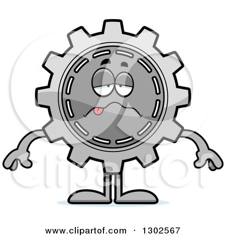 Clipart of a Cartoon Sick Gear Cog Wheel Character - Royalty Free Vector Illustration by Cory Thoman