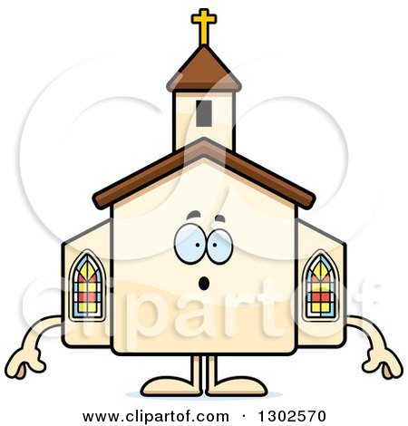 Clipart of a Cartoon Surprised Gasping Church Building Character - Royalty Free Vector Illustration by Cory Thoman