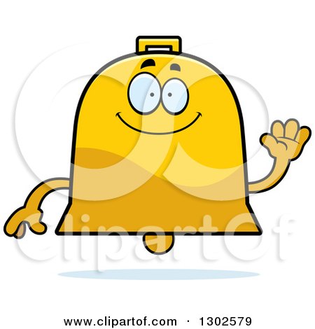 Clipart of a Cartoon Happy Friendly Bell Character Waving - Royalty Free Vector Illustration by Cory Thoman