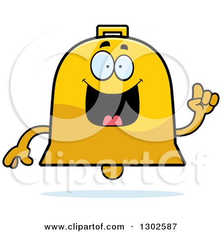 Clipart of a Cartoon Happy Smart Bell Character with an Idea - Royalty Free Vector Illustration by Cory Thoman