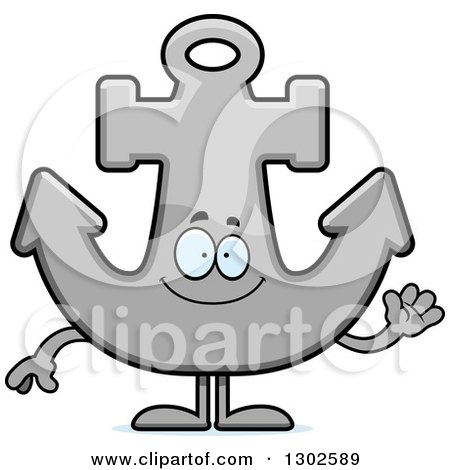 Clipart of a Cartoon Happy Anchor Character Waving - Royalty Free Vector Illustration by Cory Thoman