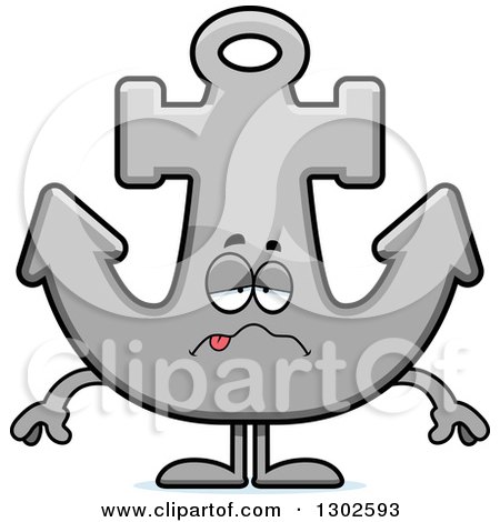 Clipart of a Cartoon Sick or Drunk Anchor Character - Royalty Free Vector Illustration by Cory Thoman