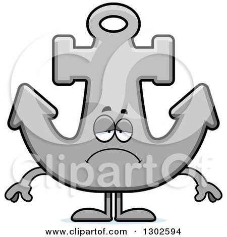 Clipart of a Cartoon Sad Depressed Anchor Character Pouting - Royalty Free Vector Illustration by Cory Thoman