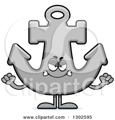 Clipart of a Cartoon Mad Anchor Character Holding up Fists - Royalty Free Vector Illustration by Cory Thoman