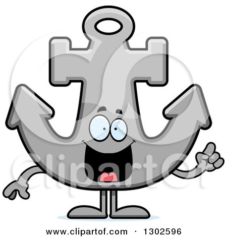Clipart of a Cartoon Happy Smart Anchor Character with an Idea - Royalty Free Vector Illustration by Cory Thoman