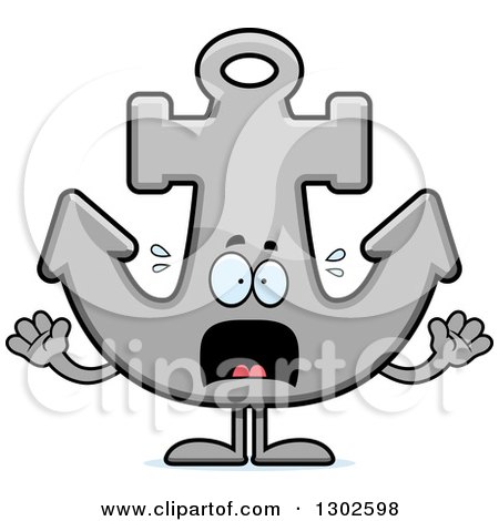 Clipart of a Cartoon Scared Anchor Character Screaming - Royalty Free Vector Illustration by Cory Thoman