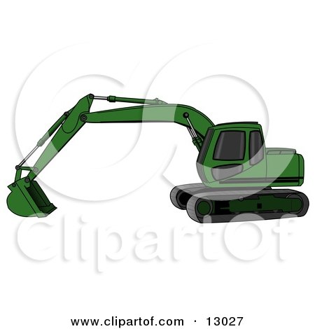 Green Trackhoe Excavator Clipart Illustration by djart