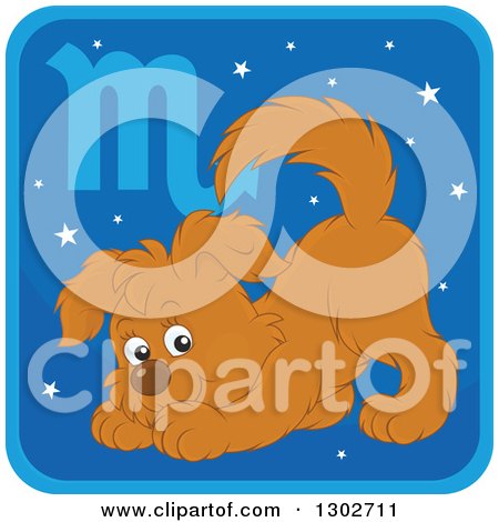 Clipart of a Scorpio Astrology Zodiac Puppy Dog Icon - Royalty Free Vector Illustration by Alex Bannykh